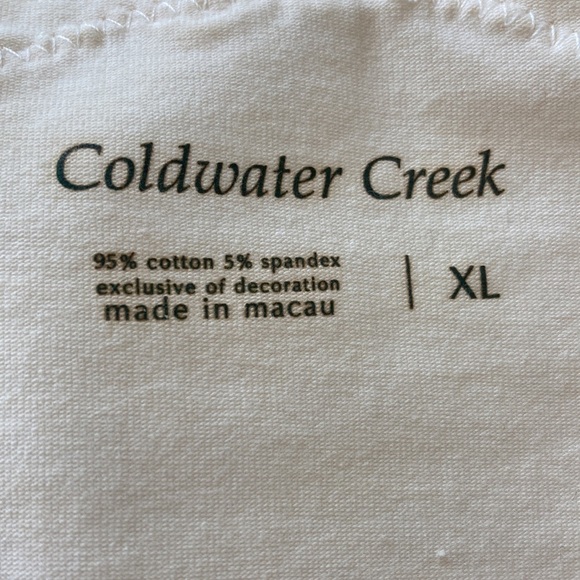 Coldwater Creek XL lace top crossover ivory 3/4 sleeves - Picture 10 of 10